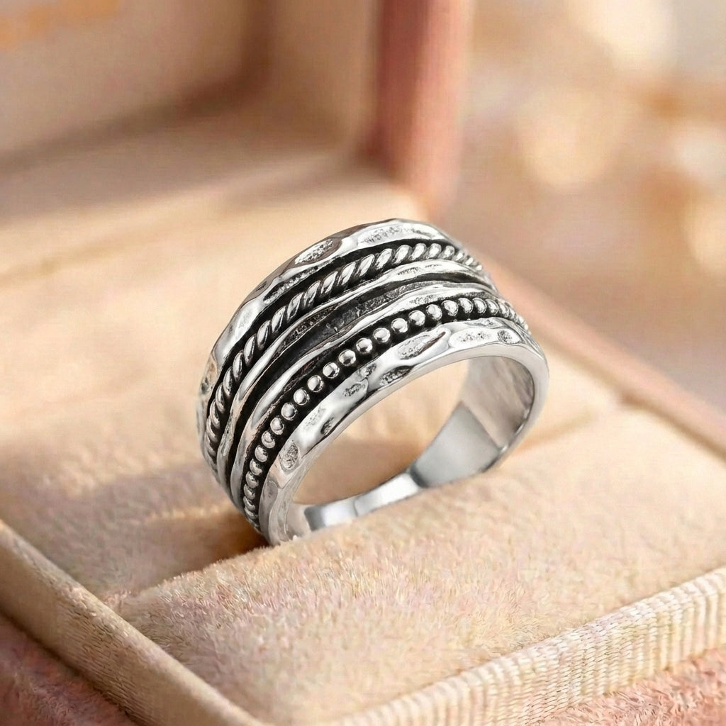 Elegant Silvershade Stack Ring