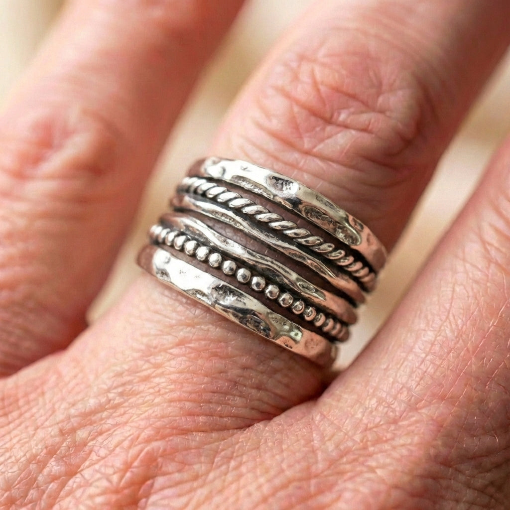 Elegant Silvershade Stack Ring