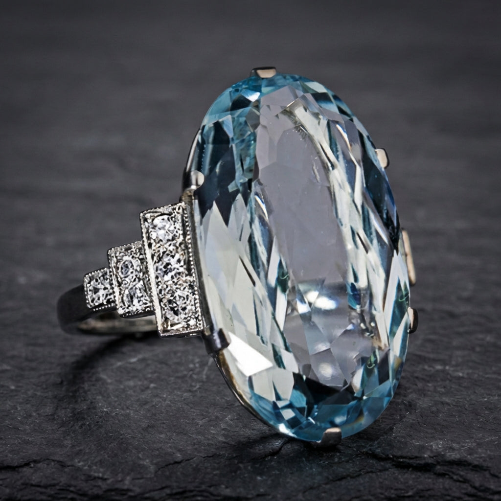 Elegant Sky Blue Oval Ring 43559606
