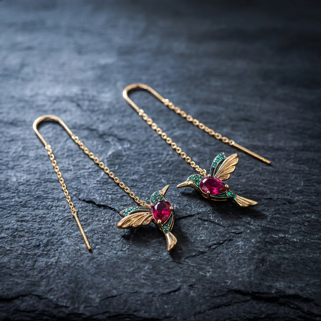 Elegant Sparkling Rhinestone Hummingbird Dangle