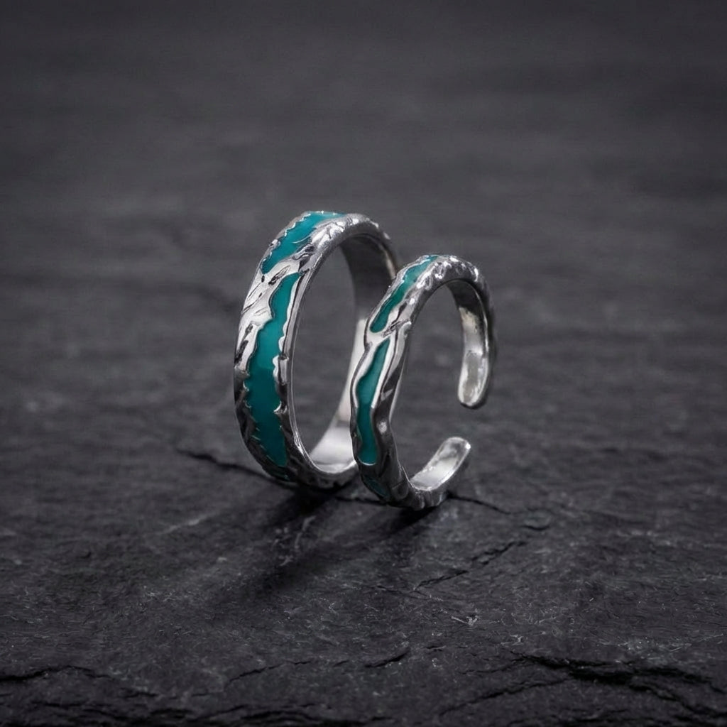 Elegant Turquoise Couple Rings 42182245