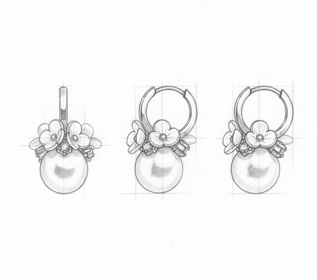 Elegant White Flower Cluster Pearl Earrings