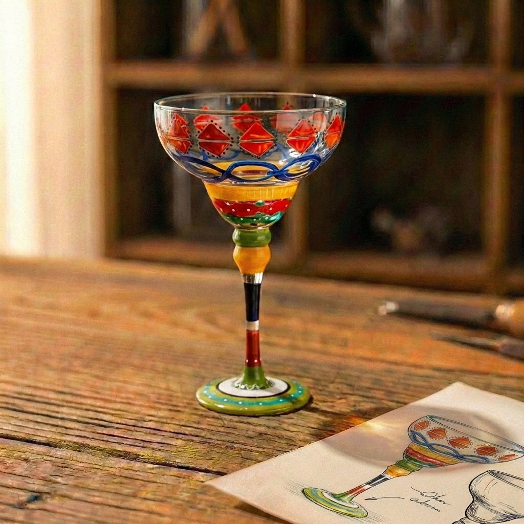 Festive Diamond Pattern Margarita Glass