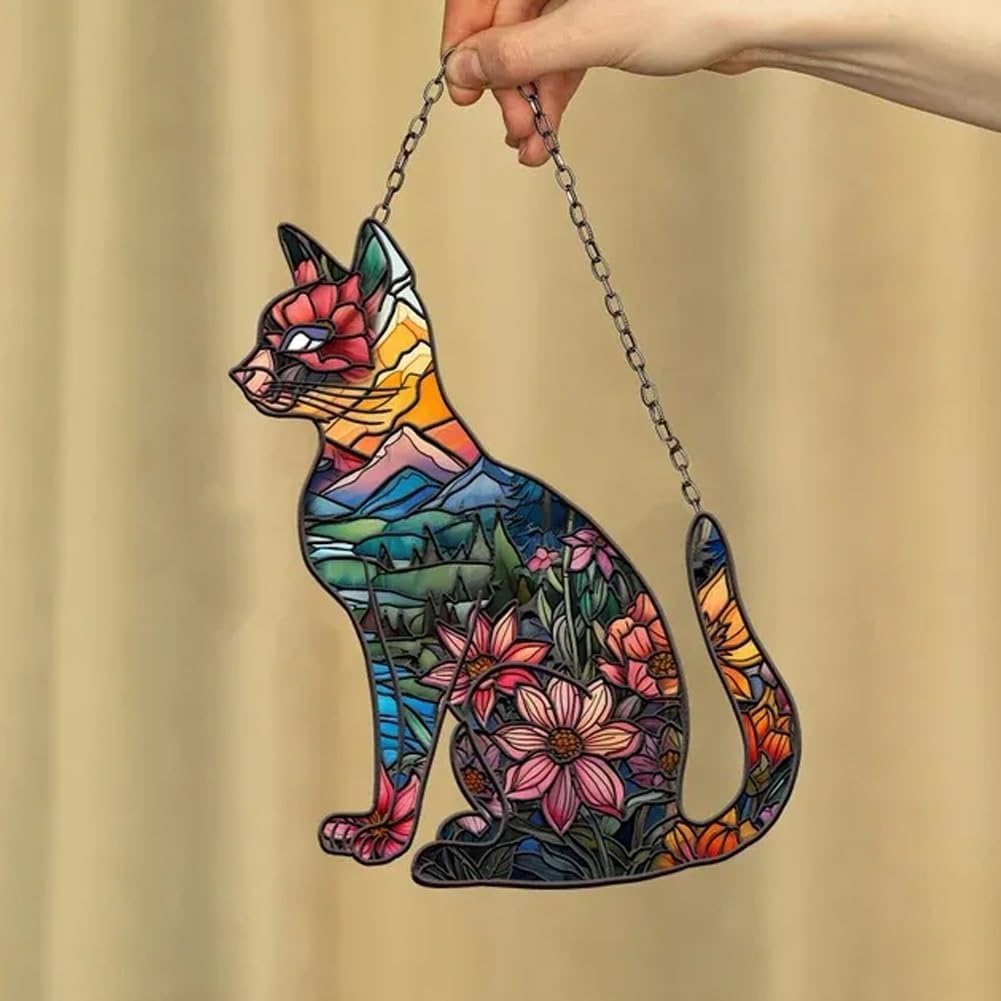 Floral Garden Cat Suncatcher