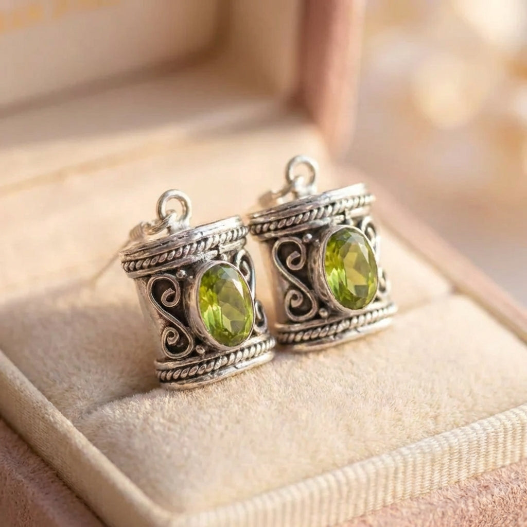 Vintage Olive Stone Earrings