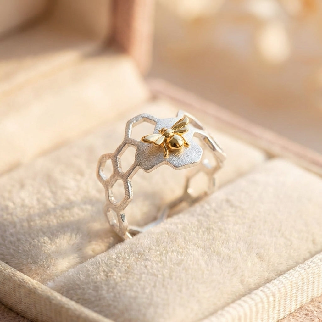 Elegant Bee Geometric Ring