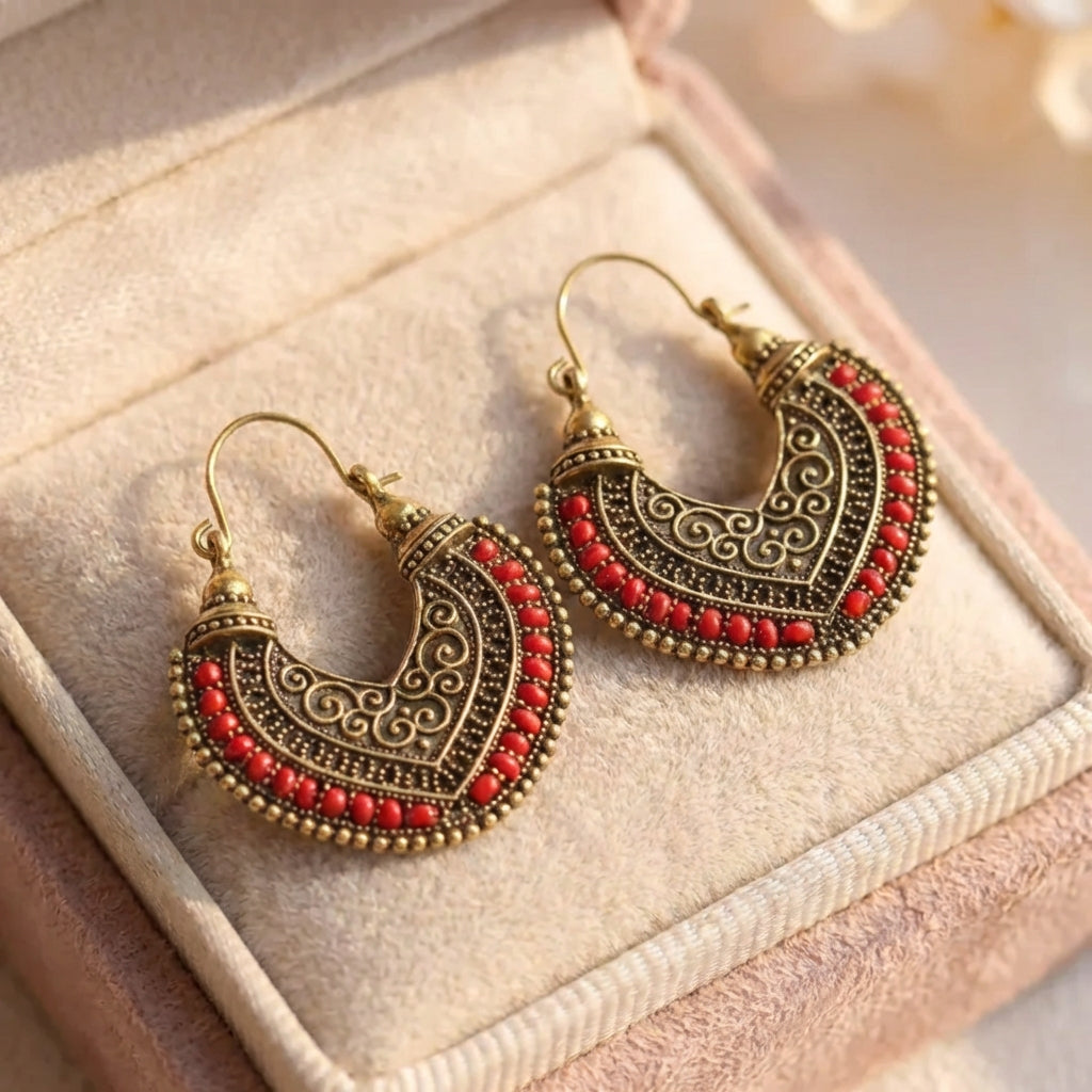 Vintage Heart Shape Bohemian Earrings