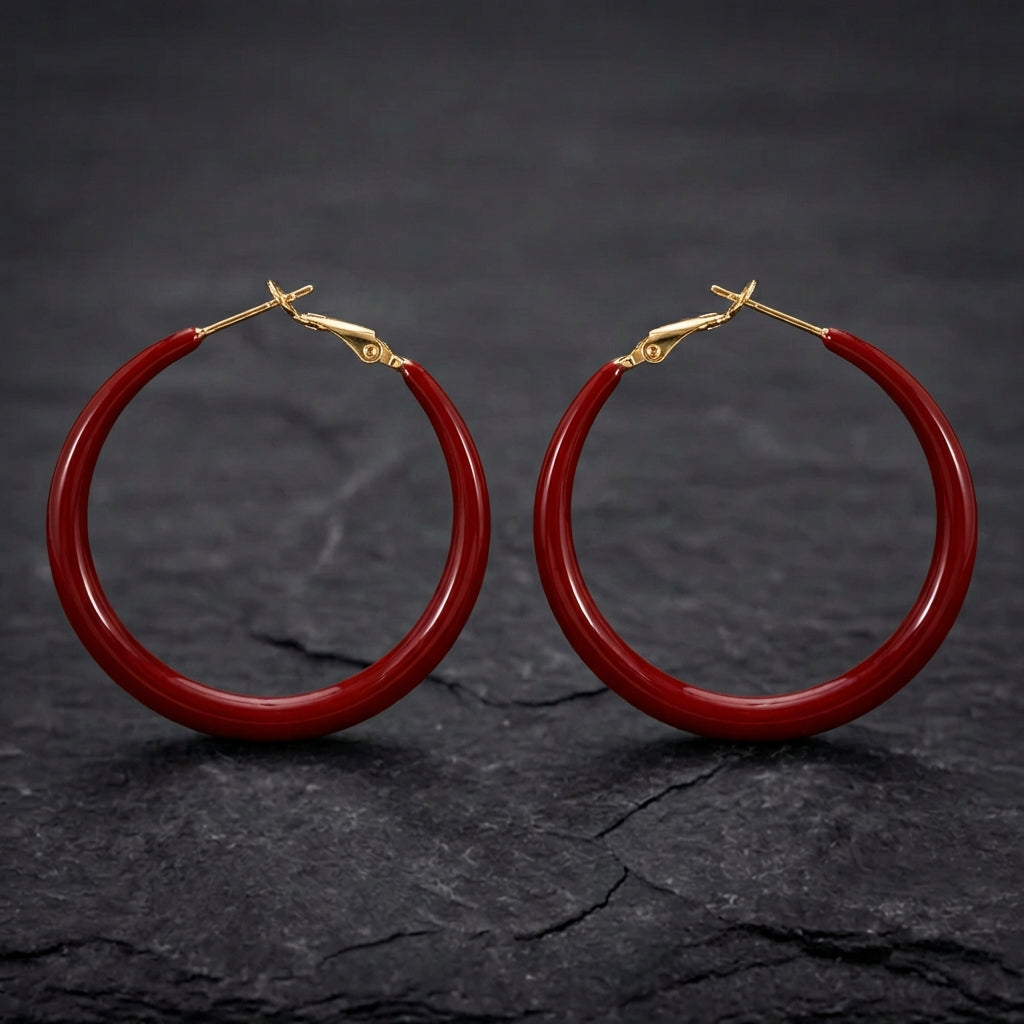 Exquisite Fashion Wild Big Red Circle Earrings