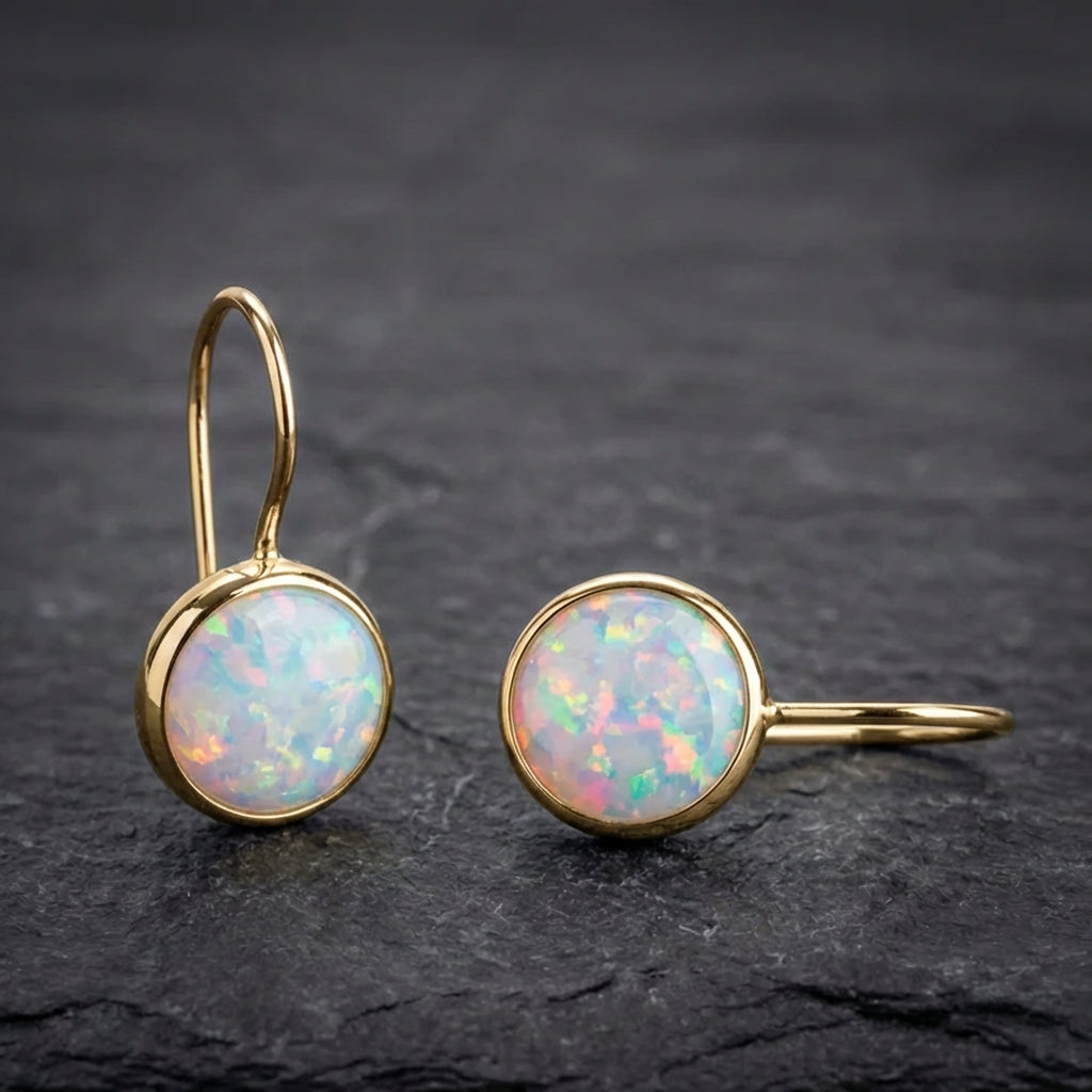 Vintage Opal Stone Gold Earrings