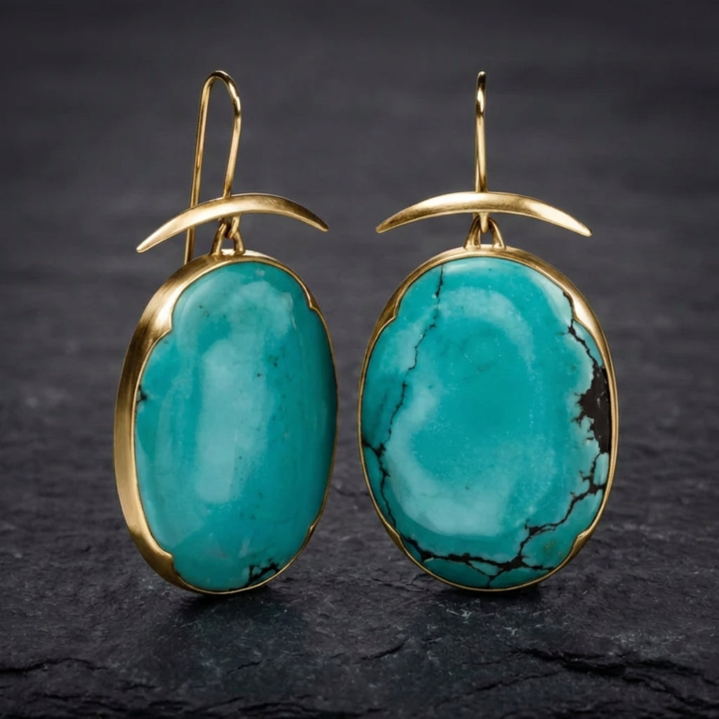 Vintage Green Stone Dangle Earrings