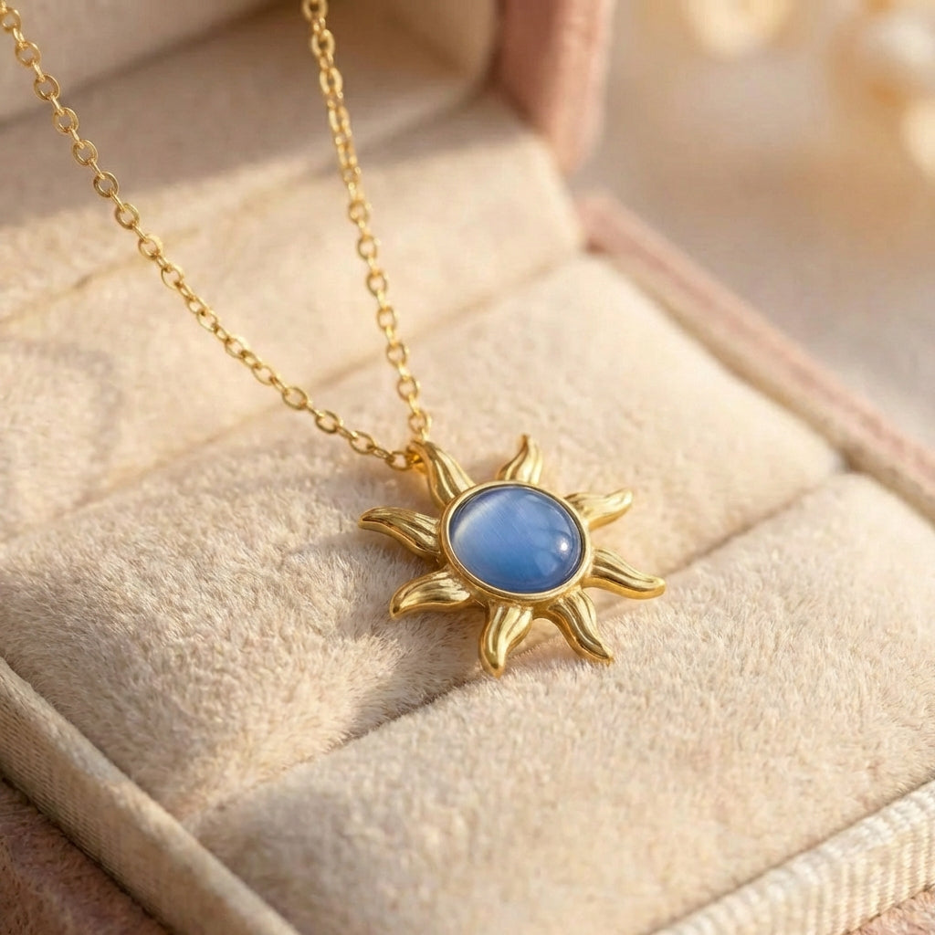 Vintage Sun Opal Pendant Necklace