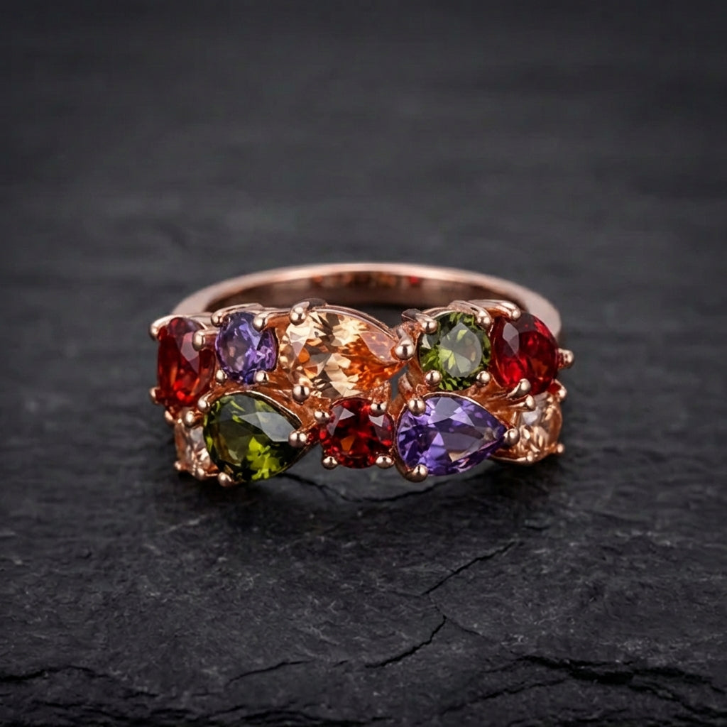 Elegant Colorful Zirconia Ring 30061887