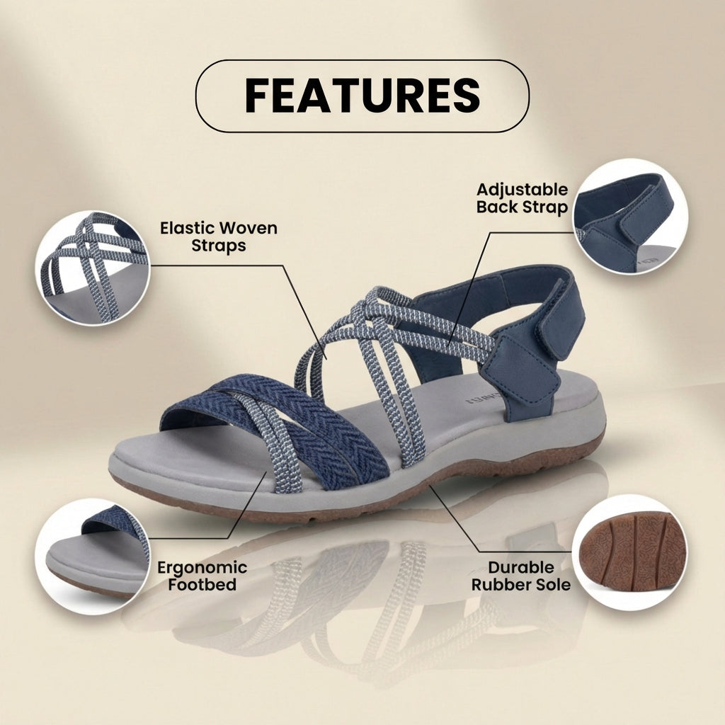Orthopedic Woven Sandals - Braided Strappy Design & Textured Multi-Band Support