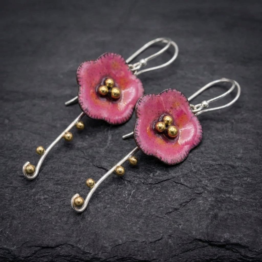 Vintage Red Flower Earrings 50724008