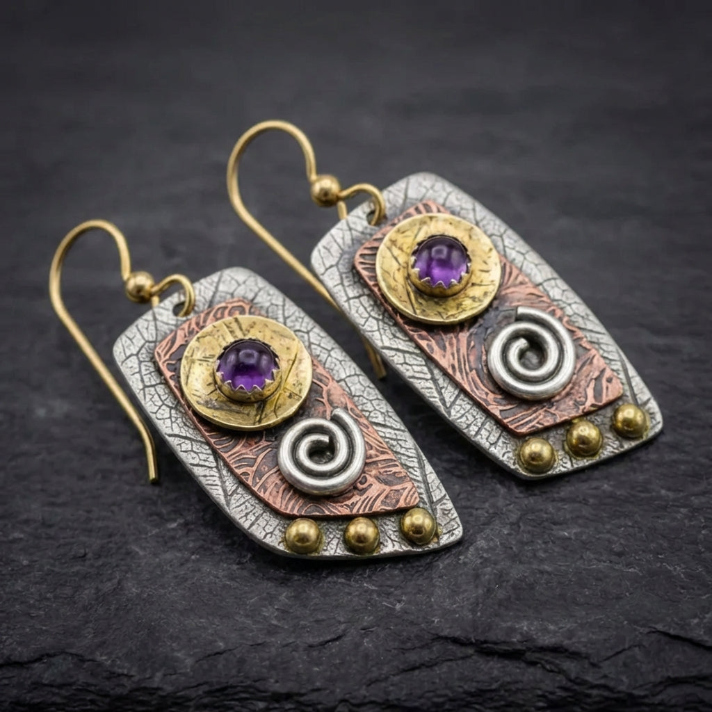 Vintage Purple Spiral Earrings 40914735
