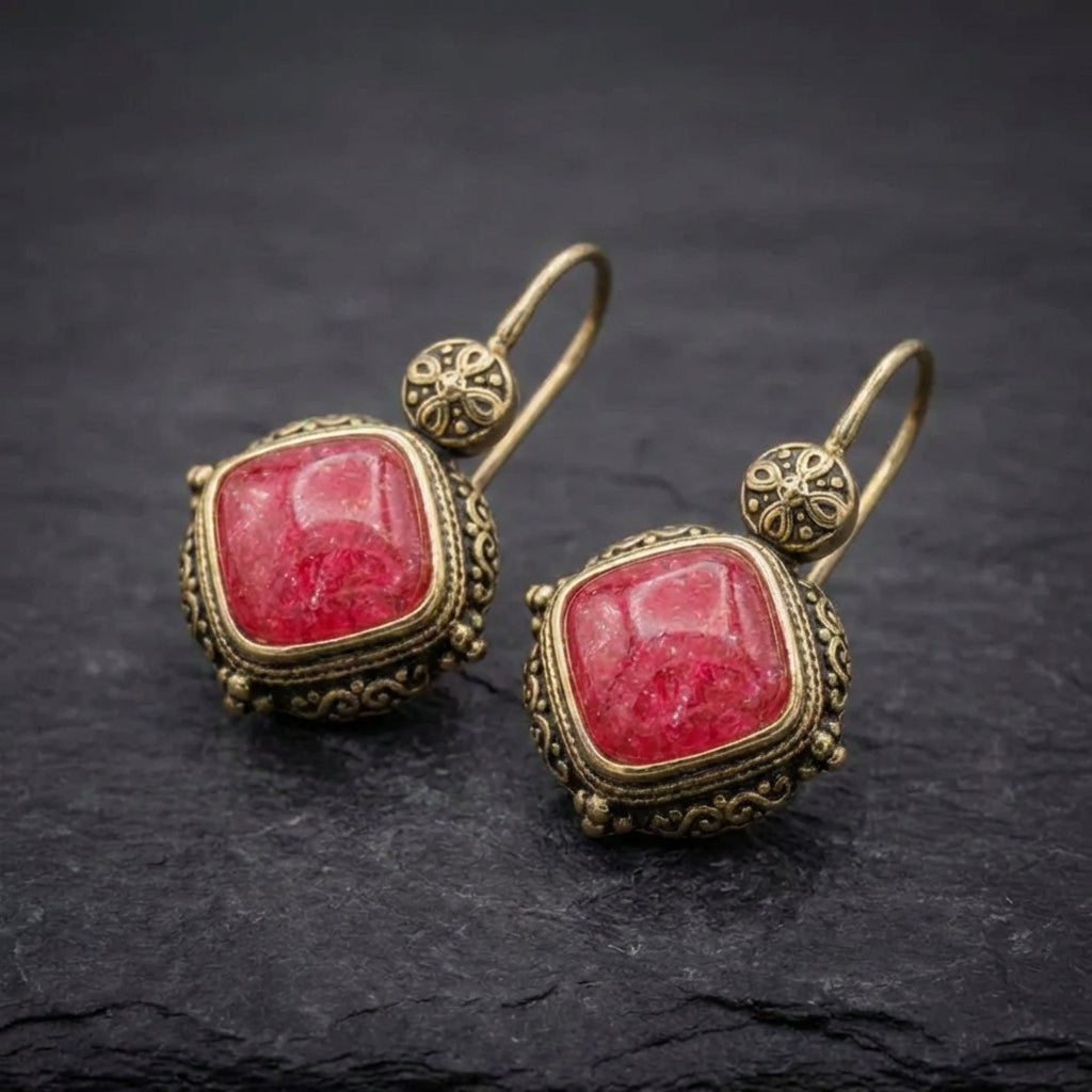 Vintage Pink Stone Earrings 80997754