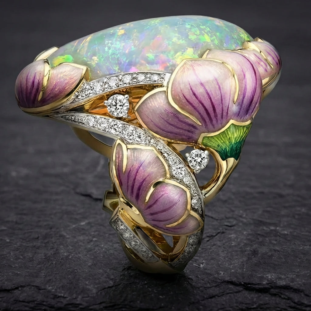 Elegant Lotus Opal Ring 05315978