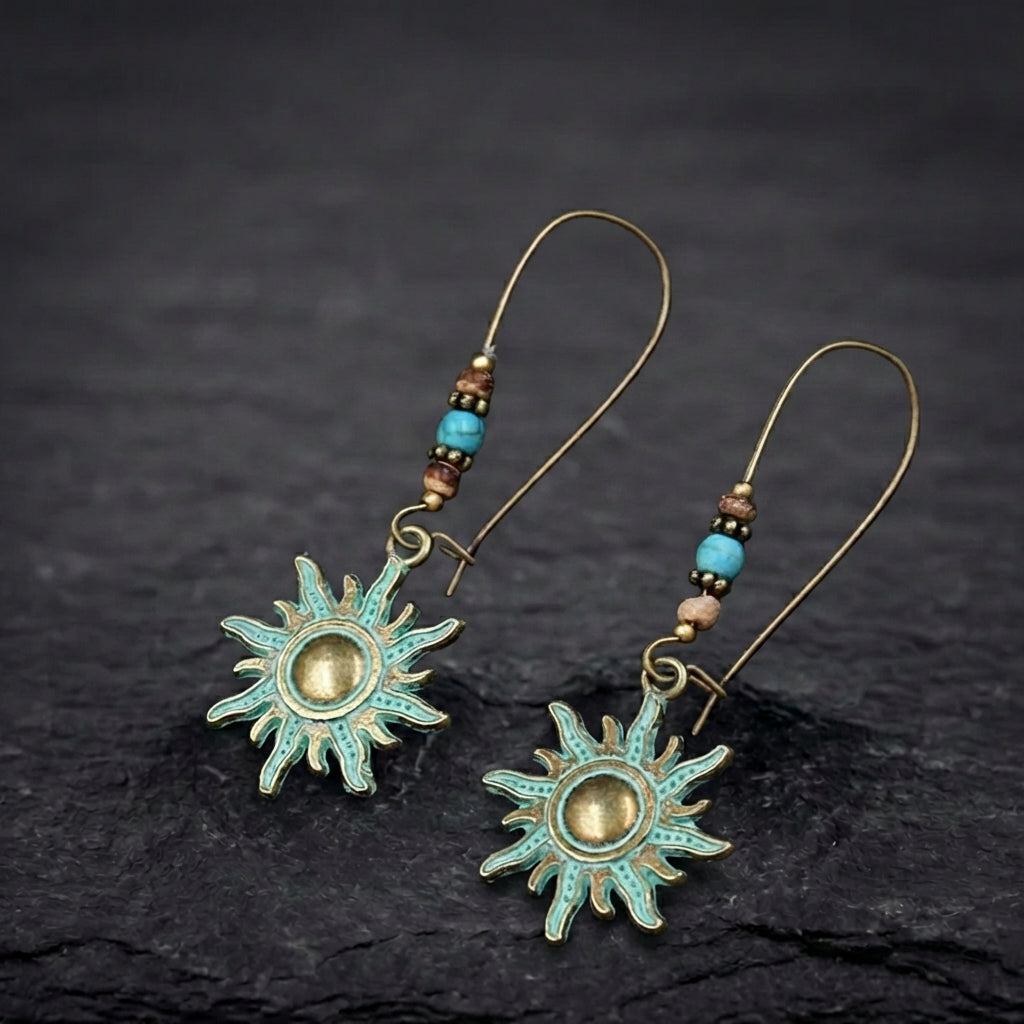 Vintage Turquoise Sun Earrings 60525993