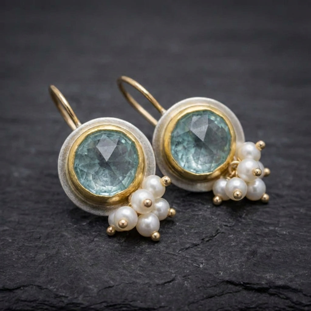 Elegant Blue Zircon Pearl Earrings 59721514