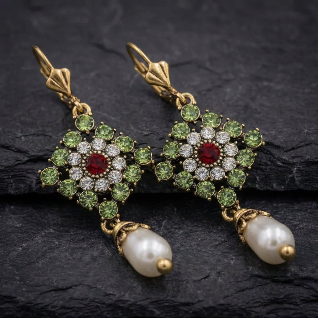 Vintage Crystal Pearl Earrings 54639699
