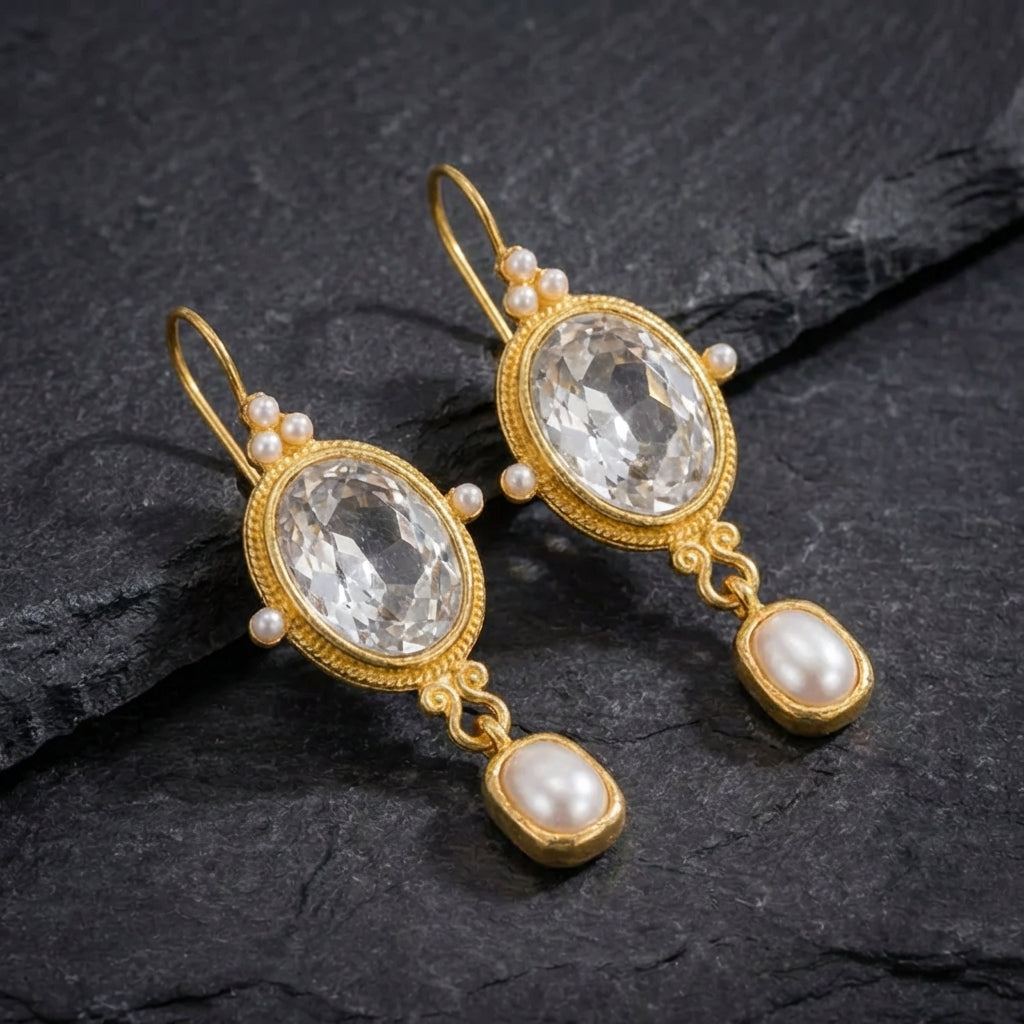 Vintage Crystal Pearl Earrings 02004958
