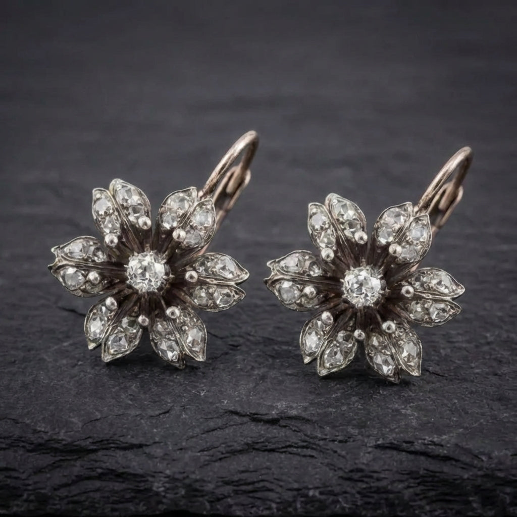 Vintage Crystal Flower Earrings 23104239