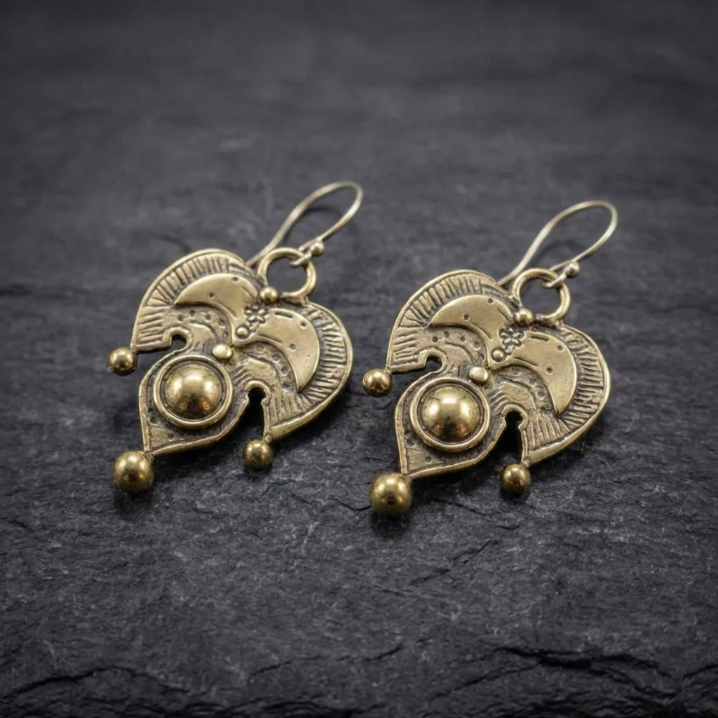 Vintage Ornate Heart Earrings 04411564