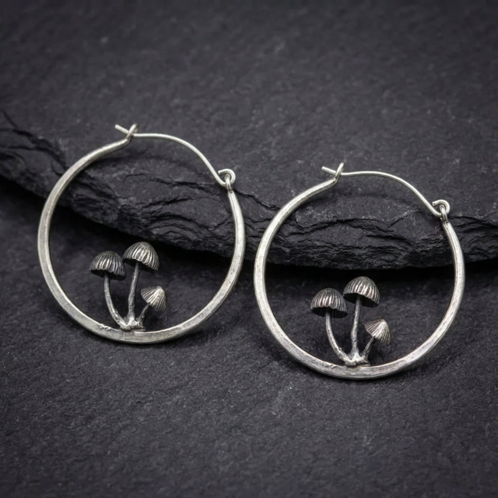 Vintage Mushroom Hoop Earrings 58842879