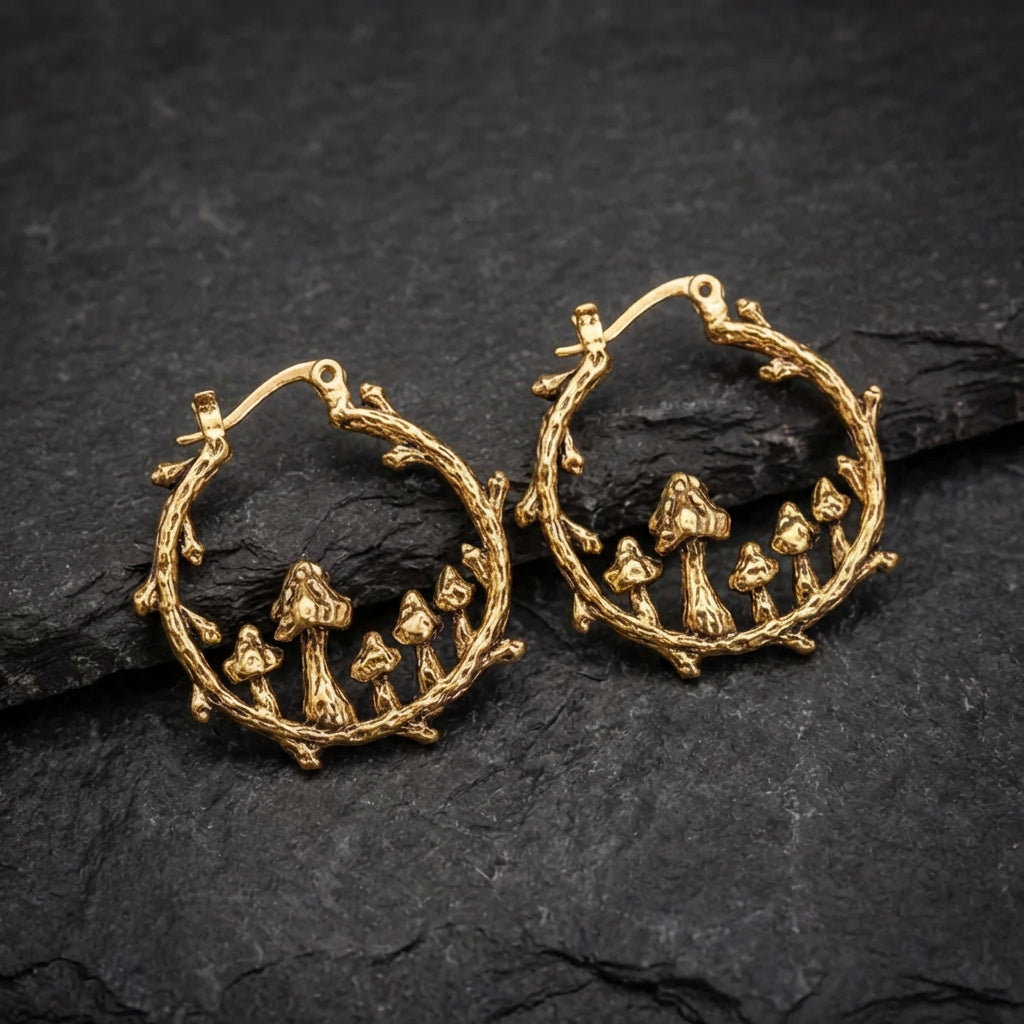 Vintage Golden Mushroom Earrings 02329710