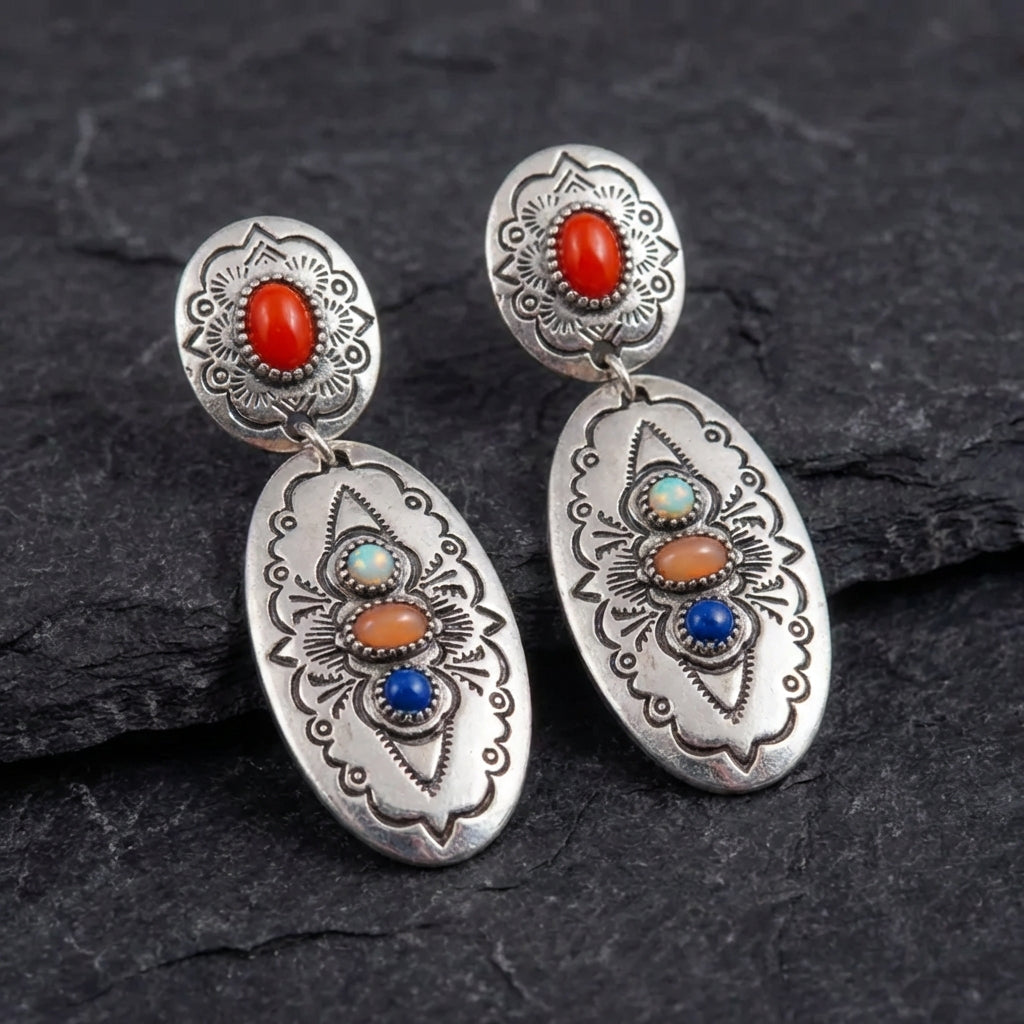 Vintage Gemstone Ethnic Earrings 13121977