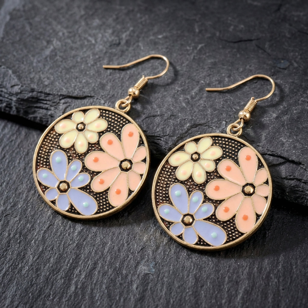 Bohemian Enamel Flower Earrings 93466408