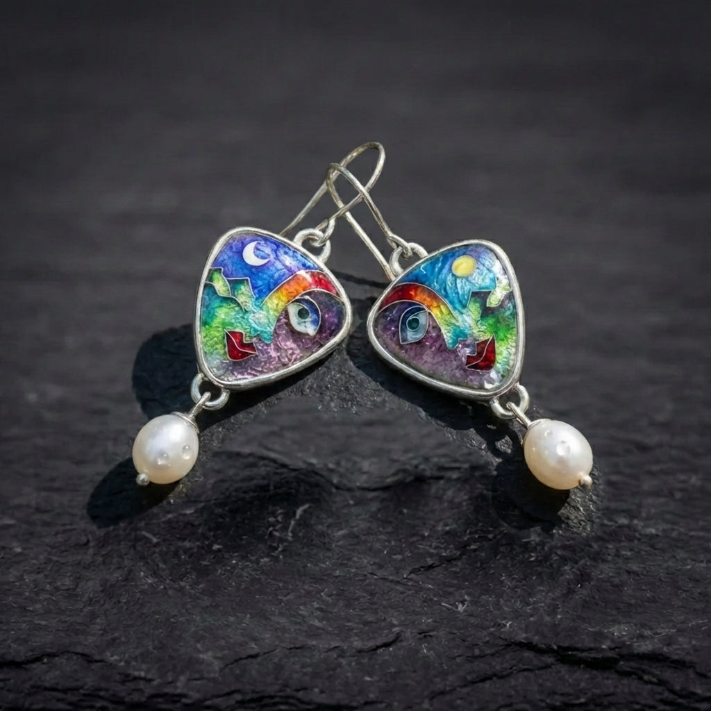 Vintage Enamel Face Earrings 59422286