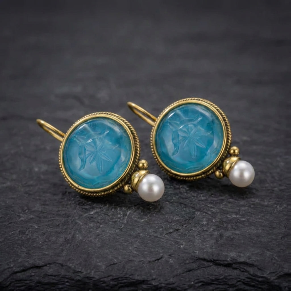 Elegant Aqua Pearl Earrings 95578996