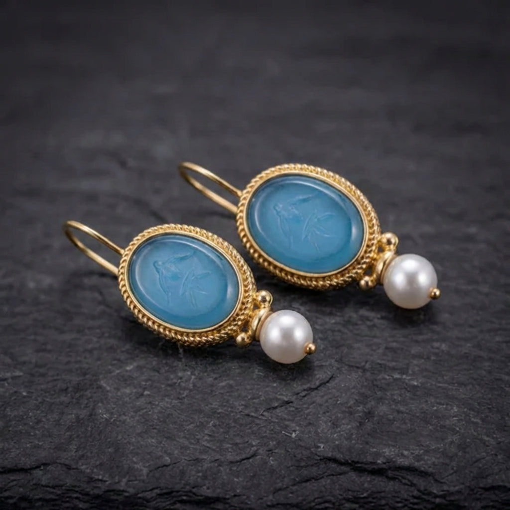Elegant Aqua Pearl Earrings 95672778