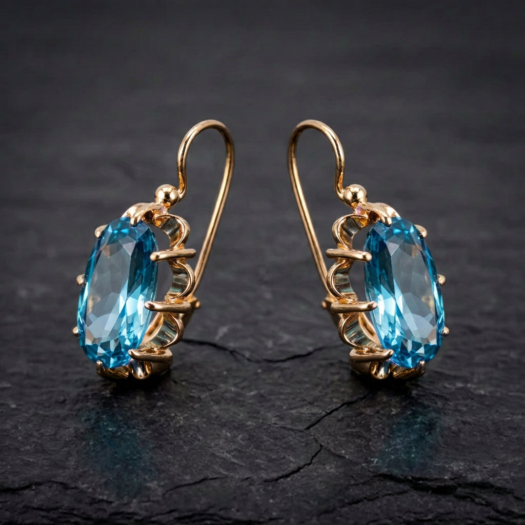 Elegant Blue Zircon Earrings 62655416