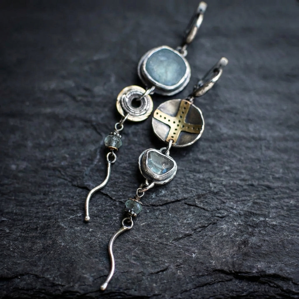Vintage Asymmetrical Dangle Earrings 20272261
