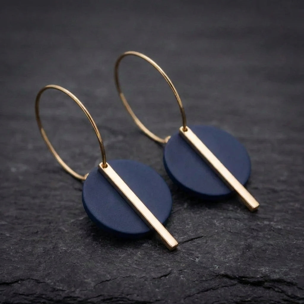 Minimalist Navy Circle Earrings 70792913