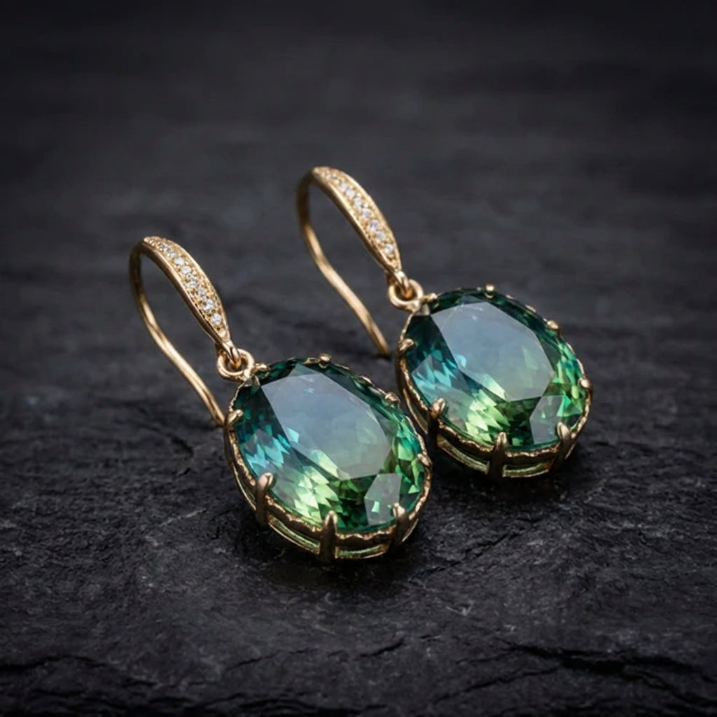 Elegant Green Zircon Earrings 61069785