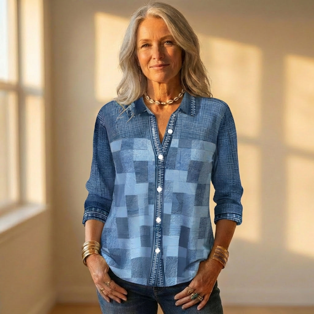 Shirt With Patchwork & Button Front