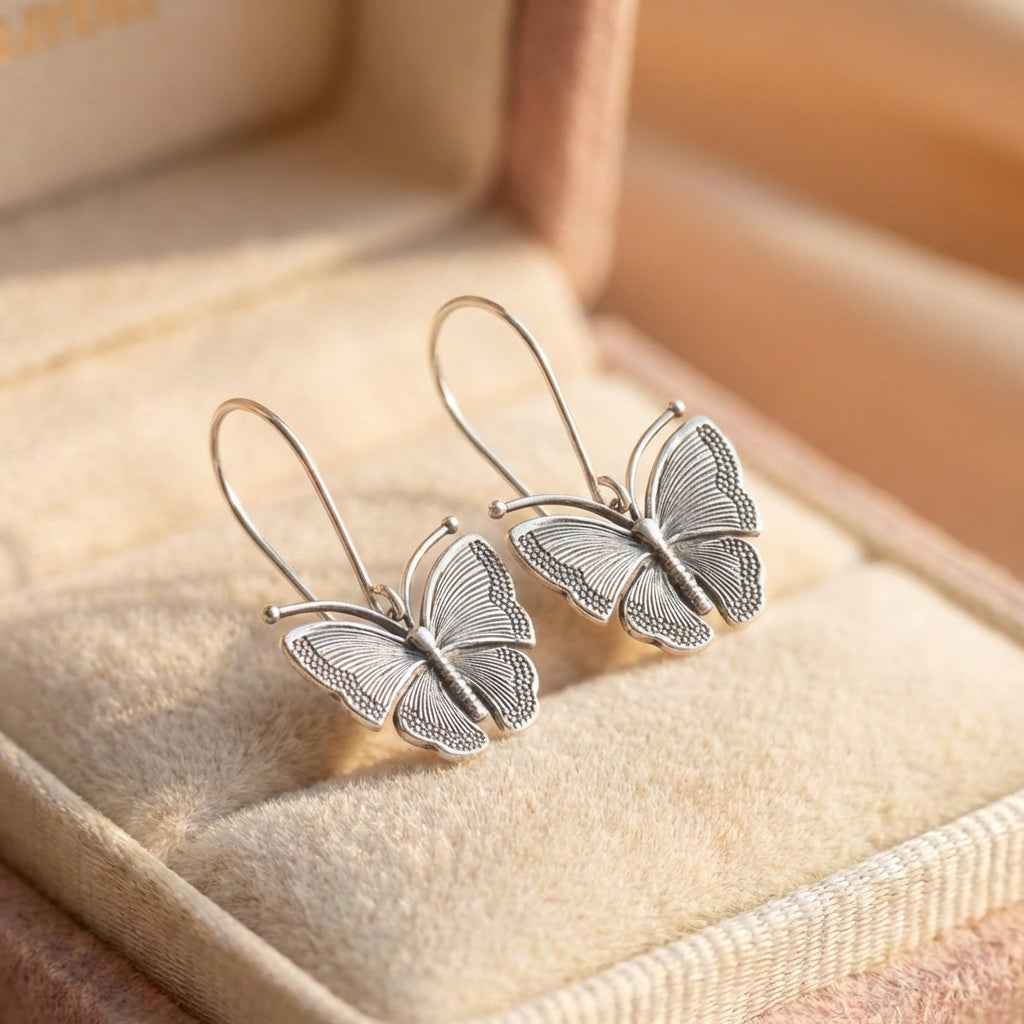 Vintage Silver Butterfly Earrings