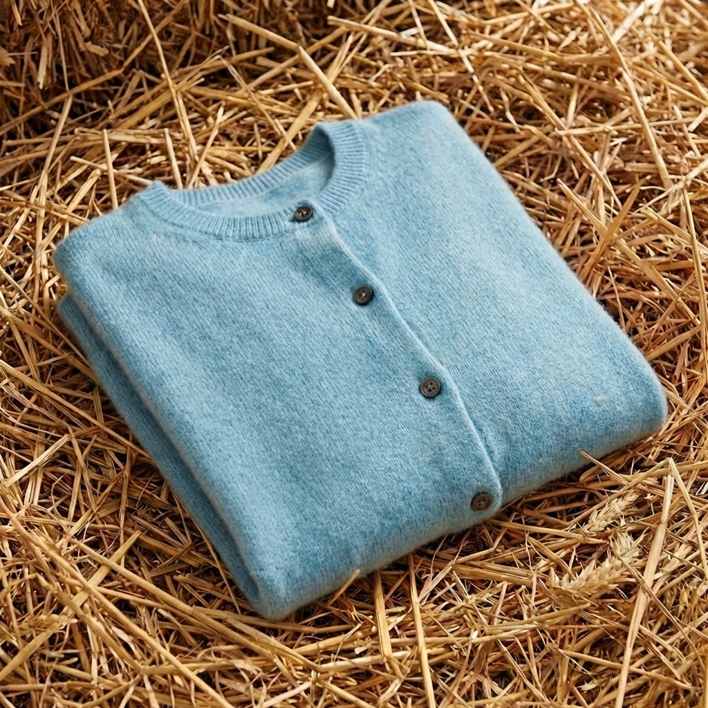 Cotton Crew Neck Button Cardigan