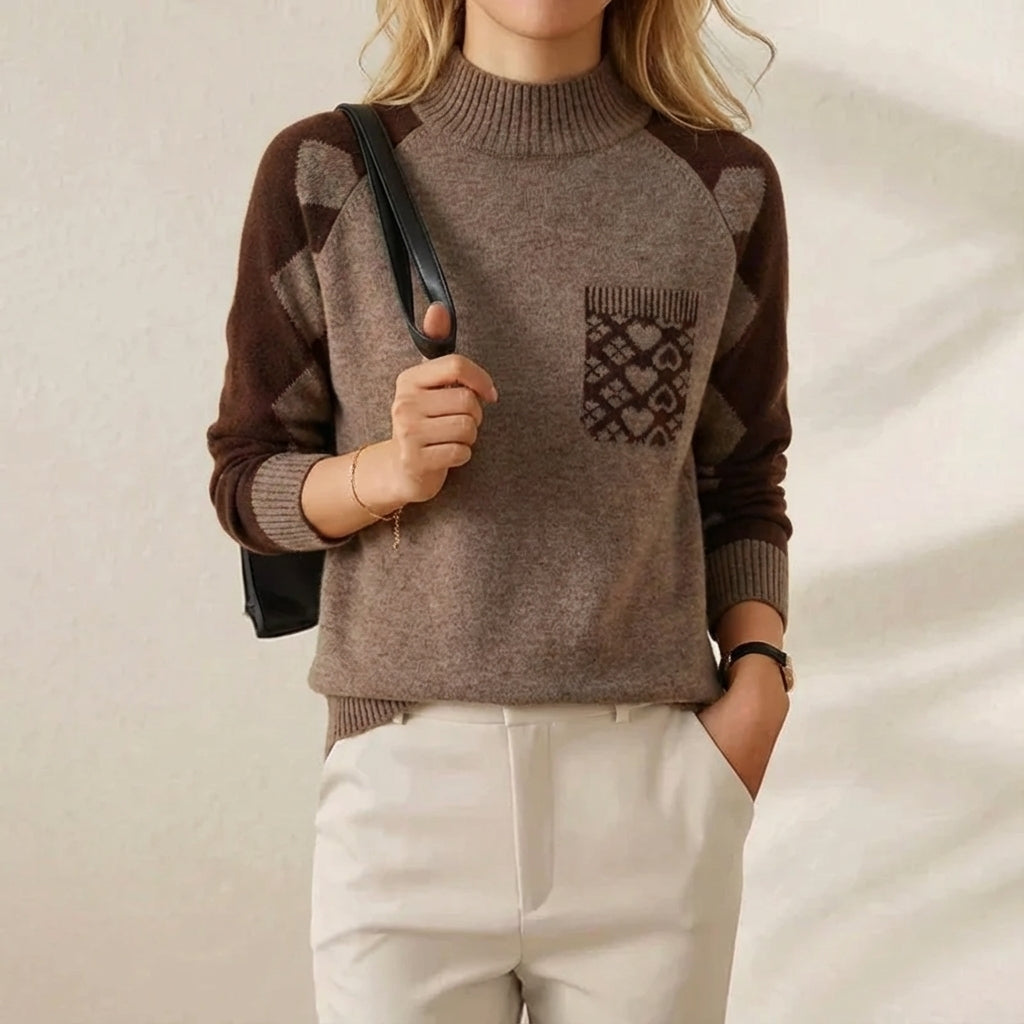 Cotton Sweater with Quilted Pocket