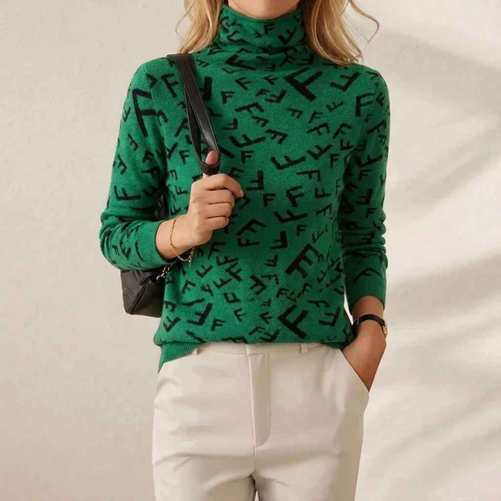 Cotton Sweater with F-Pattern