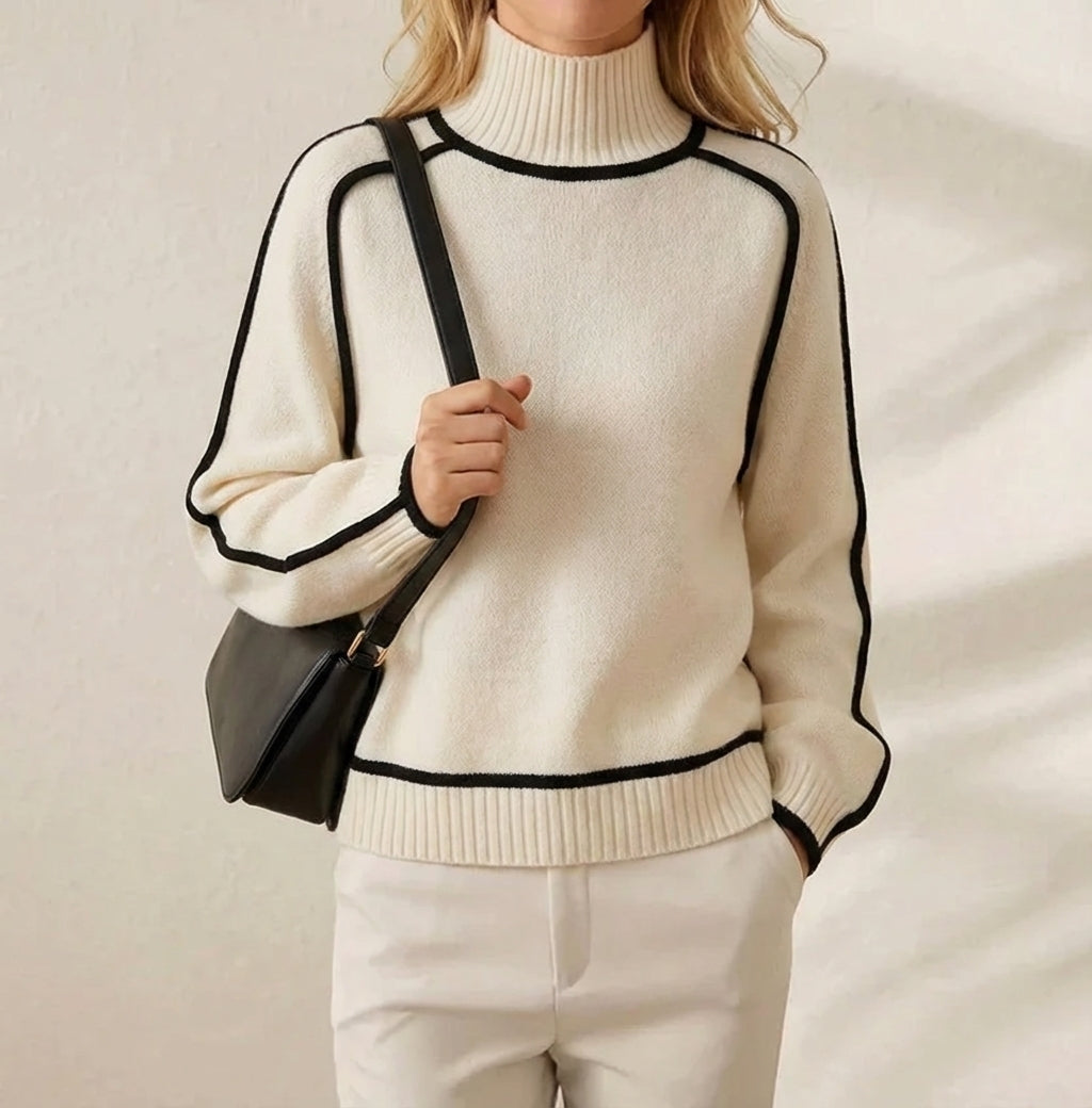 Cotton Knitted Block Sweater