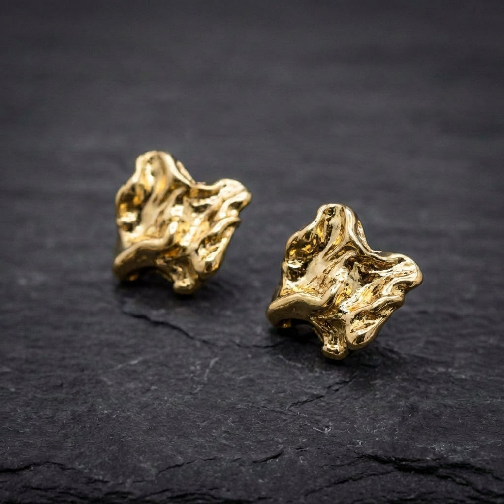 Gold Textured Stud Earrings 88229953
