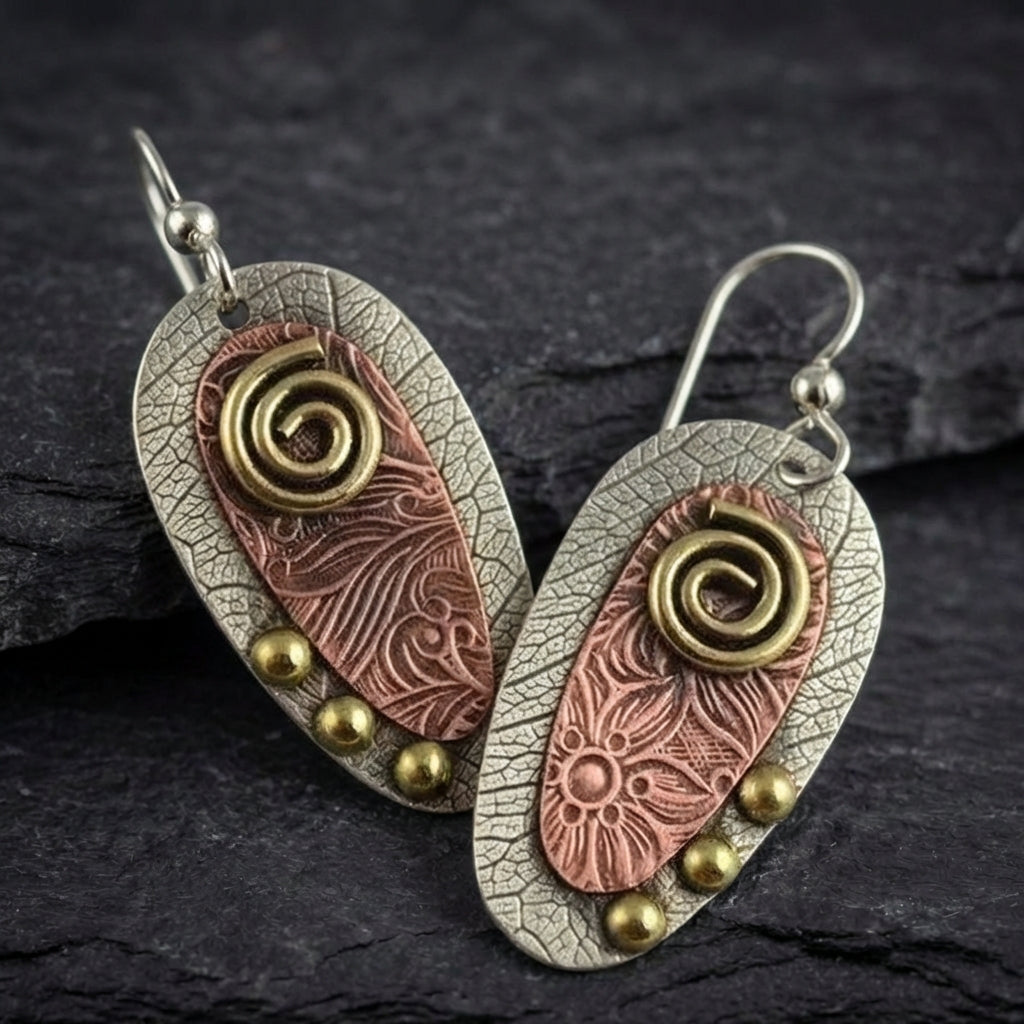 Handmade Spiral Leaf Earrings 08350754