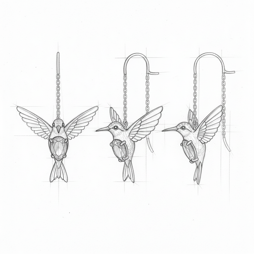 Hummingbird Enamel And Zirconia Earrings