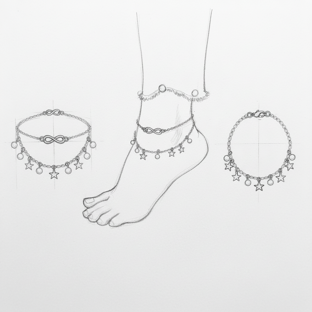 Infinity Anklet Bracelet Pearls And Stars