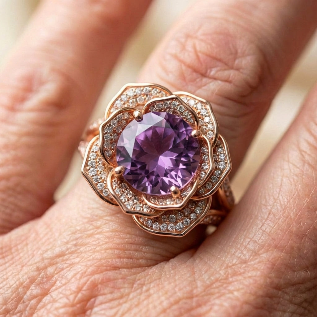 Layered Exotic Flower Bright Ring