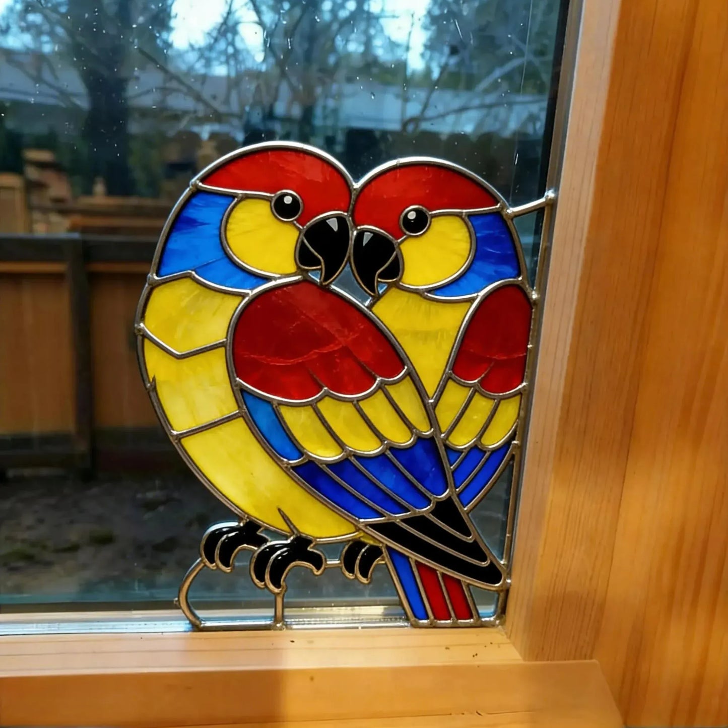 Lovebird Pair Window Art